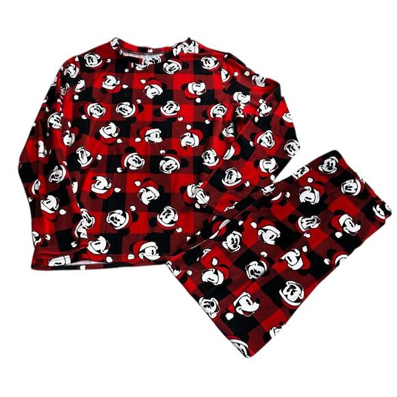 Women's Disney Red Mickey Mouse Christmas Pajama Set Sz Large Pant & Top Pj's - Picture 4 of 9